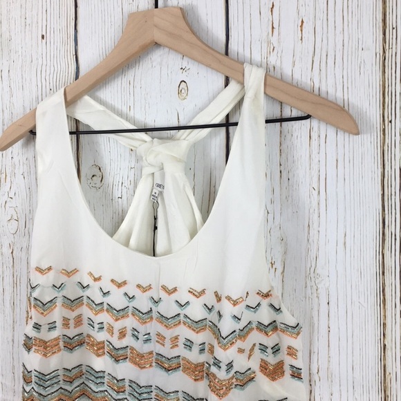 Greylin Chevron Sequined Chiffon Racerback Top - Picture 4 of 8